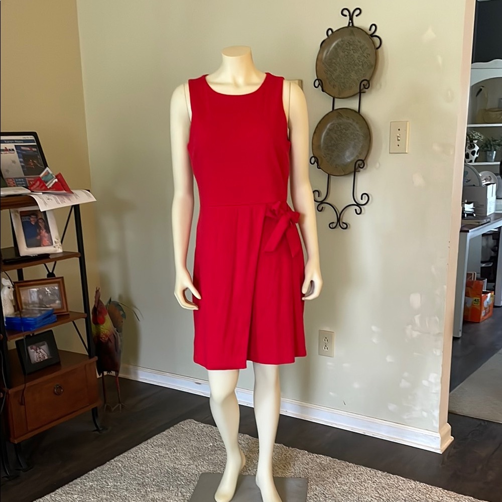 LOFT Red Sleeveless A-Line Mini Dress
